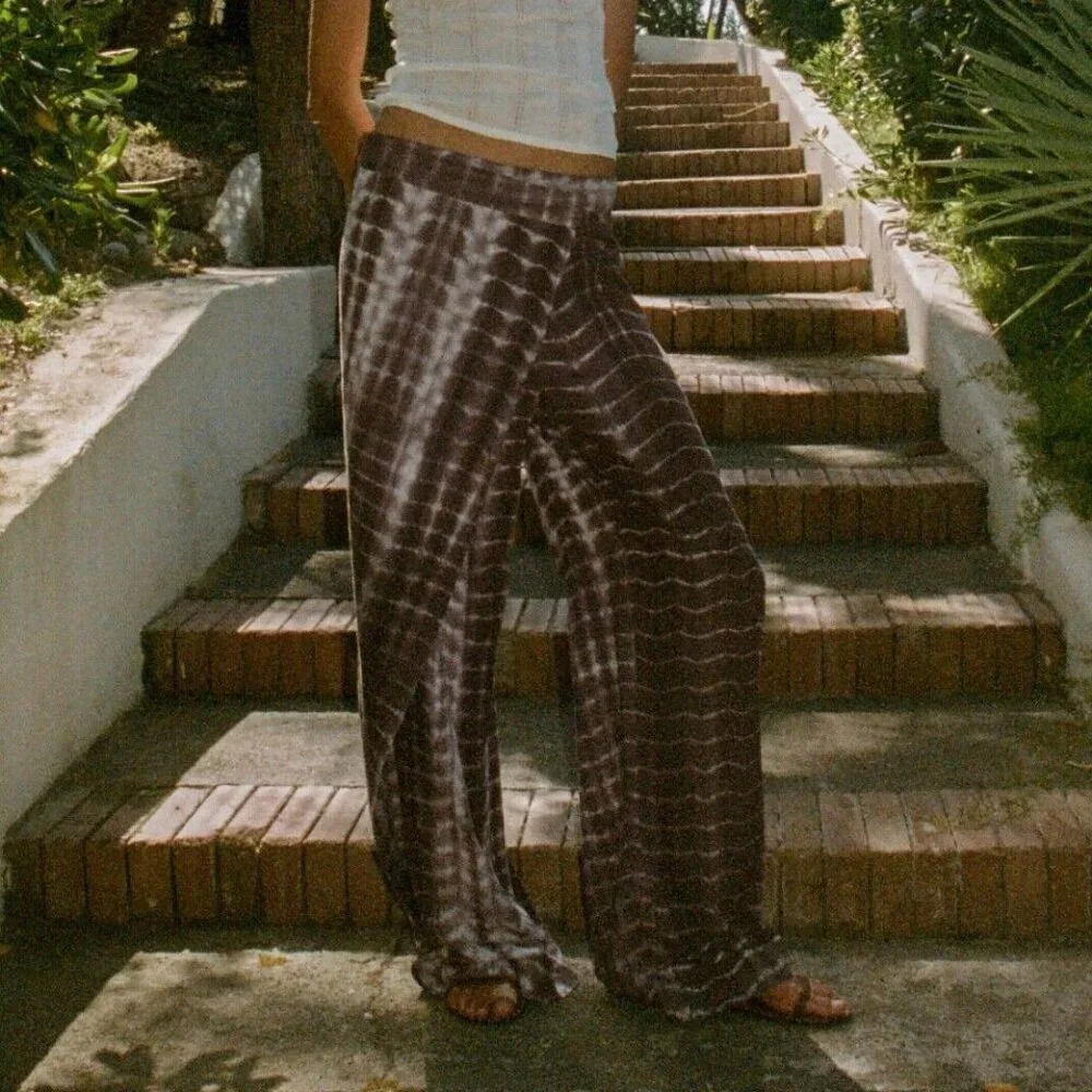Zara Tie-Dye Wrap Trousers Linen Blend